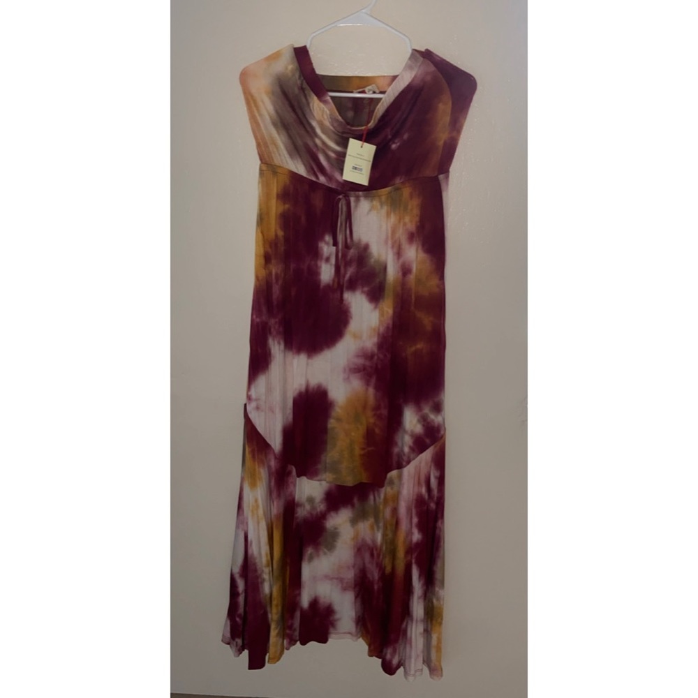 Tie dye strapless maxi dress